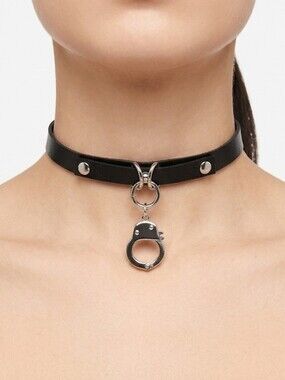 Hellcat Punks Handcuff Charm Choker Necklace Black O/S Punk Harajuku Archive NWT